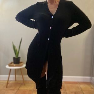 90s VINTAGE SOFT SLINKY LONG CARDIGAN SWEATER TOP